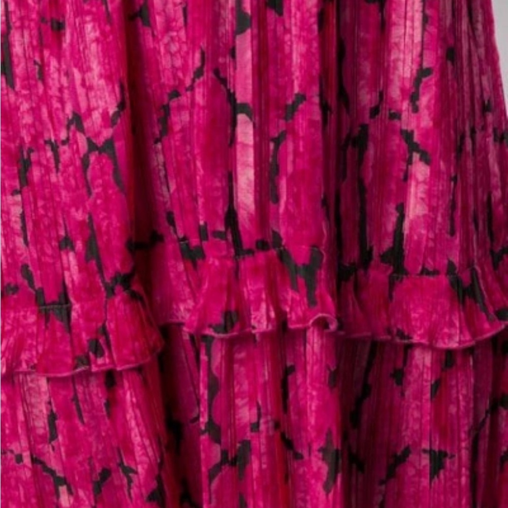 Kenzo Paris Peonie Crepe Tiered Flare Dress Size Medium - Picture 7 of 12